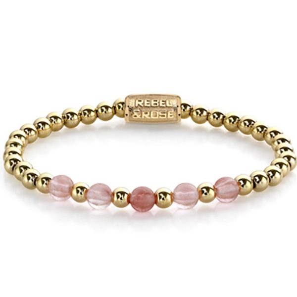 Rebel & Rose Yellow Gold meets Cherry Rose femenino pulsera S RR-60081-G-S