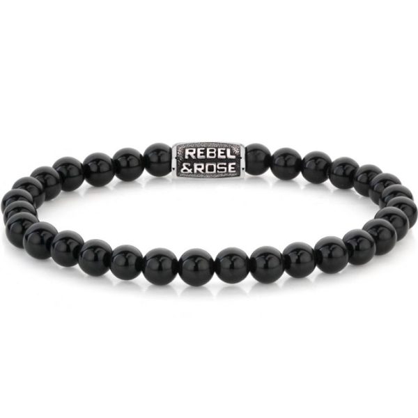 Rebel & Rose Black Velvet Vintage hombre pulsera L RR-60121-V-L