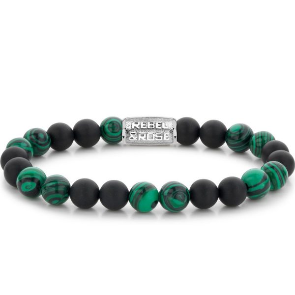 Rebel & Rose Matt Malachite Twist hombre pulsera L RR-80068-S-L