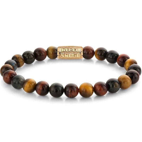 Rebel & Rose Who's afraid of the Tiger Gold hombre pulsera M RR-80088-G-M