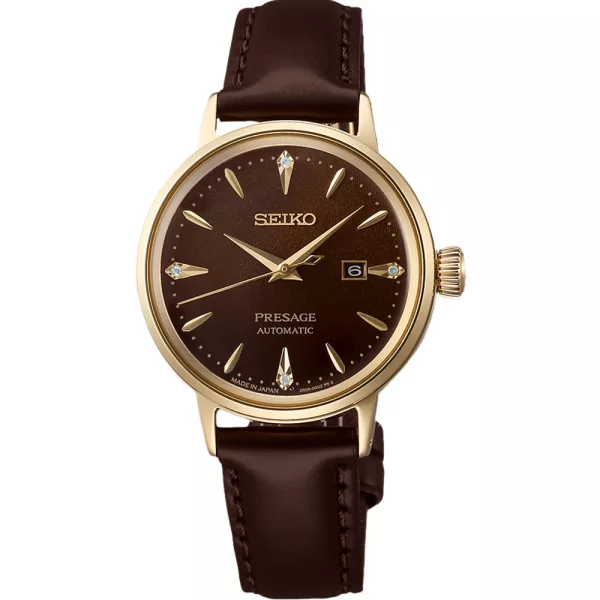 Seiko Presage Jamaican Coffee Diamond Set Cocktail Time reloj de mujer SRE020J1